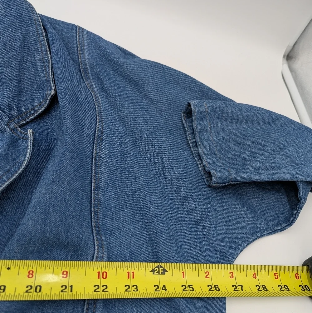 Vintage CMC Women's Denim Blazer Jacket Oversized Coat Small Retro Made In US